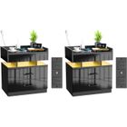 Table de Chevet Moderne à 2 tiroirs avec lumières LED, 2 ports USB, Noir - VIVOLILV