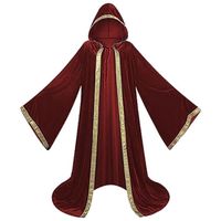 Rouge - L - Capuche Everak longue cape médiévale pour adultes, Robe de sorcellerie Wicca, Reconstitution de r