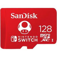 Carte mémoire microSDXC SanDisk 128 Go pour Nintendo Switch - Rouge - Vitesse de lecture 100 Mo/s