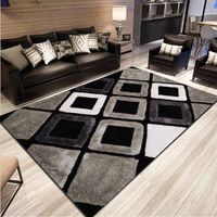 OBV-12945 Tapis imprimé géométrique 3D  style nordique moderne  noir et blanc  pour salon  chambre à coucher  cuisine  coulo