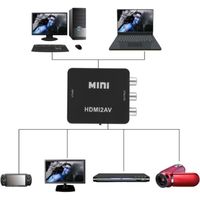 Convertisseur noir - vidéo noir 1080P HDMI vers RCA Audio AV AVC Adaptateur pour HDTVNoir