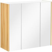 Armoire miroir salle de bain - KLEANKIN - 3 portes - 4 étagères - aspect bois clair blanc
