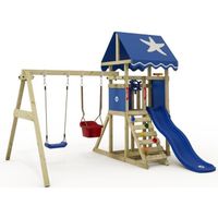 Aire de jeux Wickey DinkyStar avec balançoire, toboggan, échelle et accessoires - Bleu