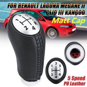 Pommeau de changement de vitesse manuel pour Renault Clio Iii 2005-09  Megane 2 Laguna 2003-09 Cuir noir avec adaptateur