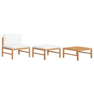 Ensemble table et chaise de jardin Salon de jardin - LIZ - 3 pcs - Bois de teck - Cou