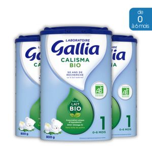 LAIT 1ER ÂGE Laboratoire Gallia Calisma 1 Bio, Lait en poudre pour bébé Bio, De 0 à 6 Mois, 800g (Packx3)