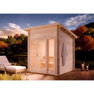 KIT SAUNA  Sauna extérieur Lizzy XXS FinnTherm 2x2m naturel 40mm 5,65m²