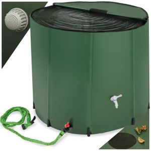 COLLECTEUR EAU - CUVE  TECTAKE Tonneau récupérateur d'eau de pluie 750 L avec Robinet et protection anti-débordement Haut amovible - Vert