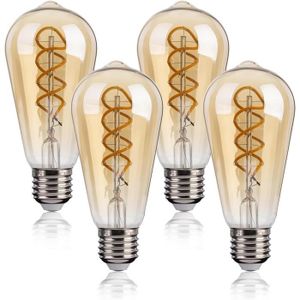 AMPOULE - LED Ampoule Edison vintage E27 à intensité variable, lumière décorative à filament en spirale LED vintage ST58, 4 W (équivalent [D2344]