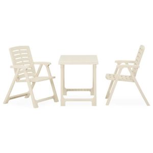 Ensemble table et chaise de jardin Ensemble de bistro pliable 3 pcs Plastique Blanc YIN