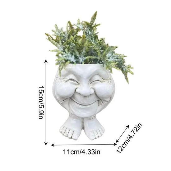 STATUE DE JARDINIÈRE à Tête Amusante, Pot De Fleur Pour Salon, Bureau, EUR 17,29 - FR