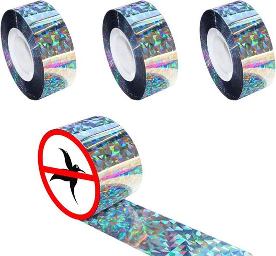 Ruban Répulsif Oiseaux 4 Rouleaux 80m - Effaroucheur Brillant Pour Jardin, Balcon, Terrasse - 12