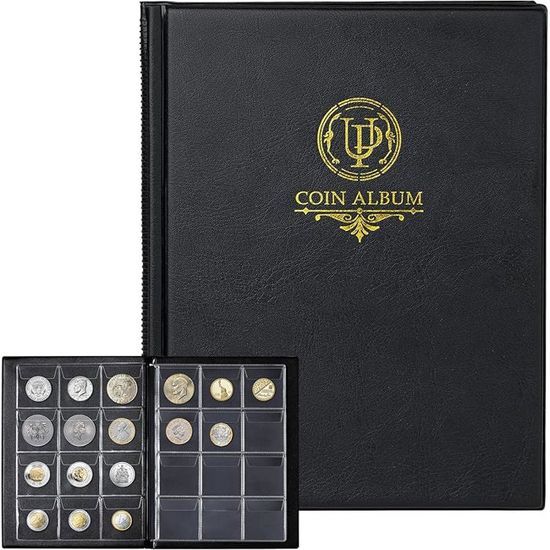 Album de pièces de Monnaie 120 Pochettes Livre de Collection de pièces de Monnaie [120 pochettes] 45x43 mm Noir - Beaux-Arts et Loisirs créatifs