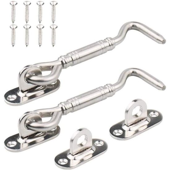 Crochet De Cabine Noir Portail Loquet En Acier Inoxydable Avec Montage Des Vis Pour Entrepot Porte Fenetre Porte Pour Animaux 3 Pieces 100mm 95312800