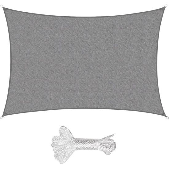 Voile D'ombrage 3,5 X 4 M - Respirante, Protection UV 90%, Avec œillets Et Cordes, Pour Terrasse, Jardin, Camping