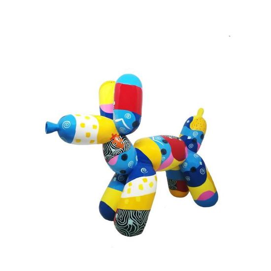 Grand Chien Ballon à Carreaux Noir Et Blanc 30 Cm. Sculpture Design En