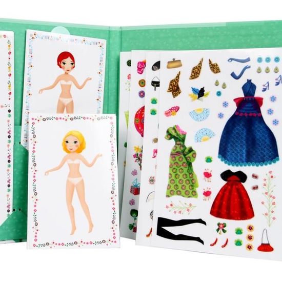 Jeux créatifs - DJECO - Stickers réutilisables poupées à habiller - Pour filles de 6 à 11 ans