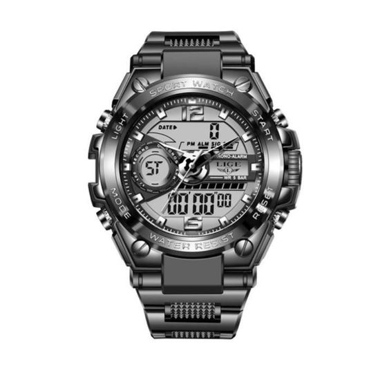 LIGE-Montre militaire numérique pour homme, montre-bracelet étanche à 50m,  horloge à quartz LED, montre