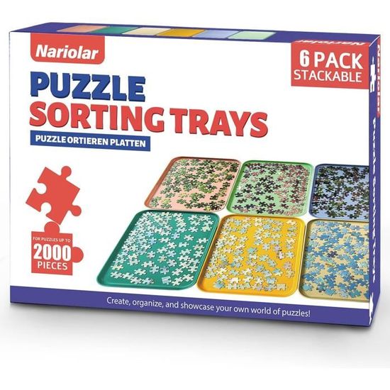 Nariolar Plateaux de tri pour puzzle empilables 30,5 x 22,1 cm | Lot de 6 plateaux de puzzle pour le tri de 1000/1500/2000 pièces Nariolar Plateaux de tri pour puzzle empilables 30,5 x 22,1 cm | Lot de 6 plateaux de puzzle pour le tri de 1000/1500/2000 pièces