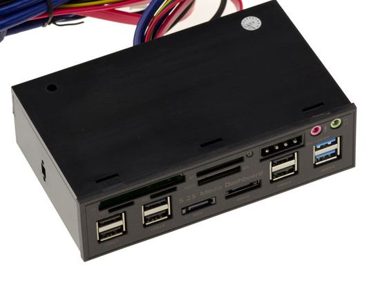 KALEA INFORMATIQUE Voorpaneel Voor 5,25 Bay Met Meerdere Poorten: CF SD Microsd Mmc Usb2 Usb3 Esata Sata Audio 12v 5v 2113708649