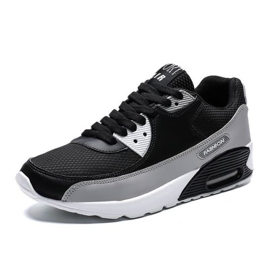 M MAGPER Baskets Homme Running Sport - Léger Respirant - Semelle Air Antidérapante - Noir