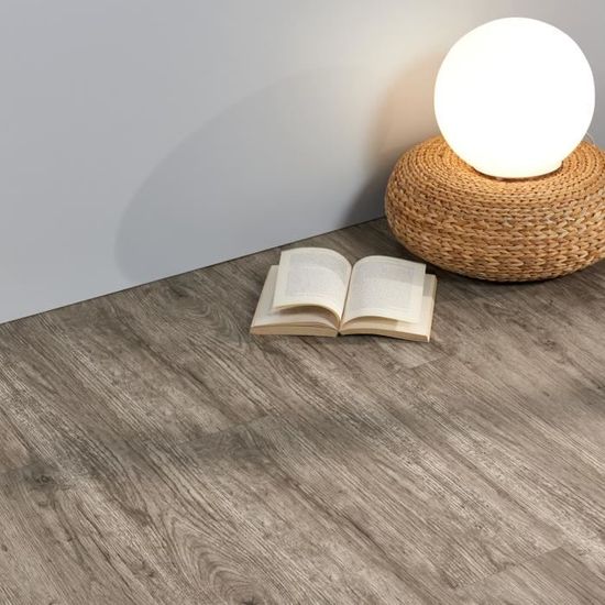 Sol Vinyle Adhésif PVC Aspect Bois De Pin Gris - 6,69 M² (48 Planches) - Neuf