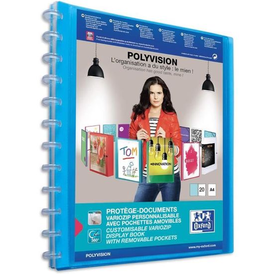 Protège-documents Memphis Variozip 60 Vues, 30 Pochettes Amovibles En Polypropyl Ne Opaque Bleu C