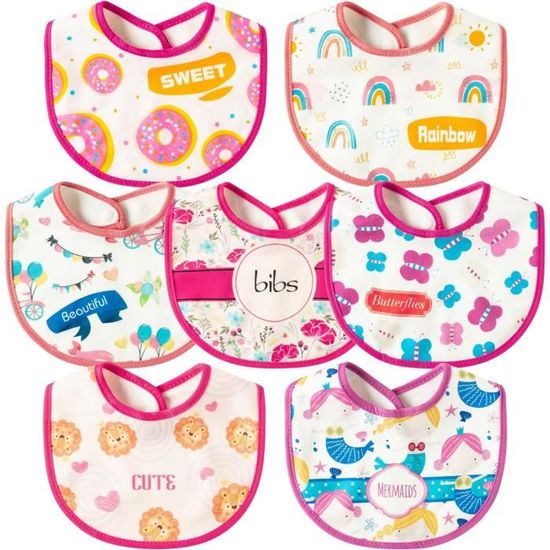 Lot De 7 Bavoirs Bébé Double épaisseur - Coton Absorbant, Design Bandana Et Confortable
