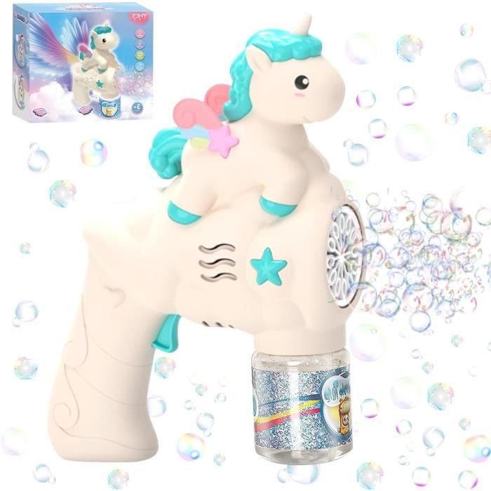Pistolet à Bulles Automatique Licorne Pour Enfants - Recharge Inclus, 10 000 Bulles/min, Piles AA (anniversaire, Fête)