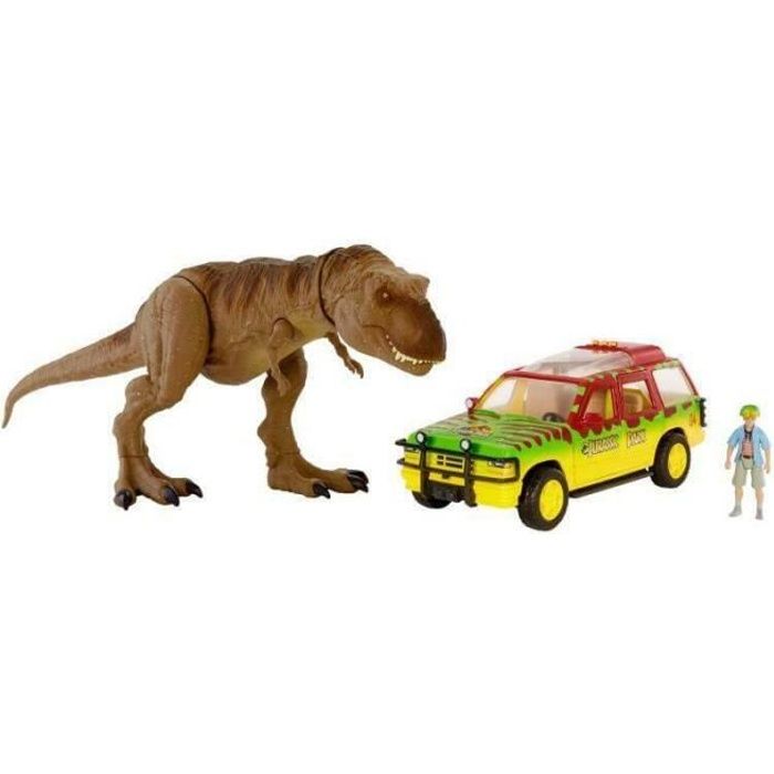 Jurassic World Legacy - T-Rex Voiture (1 dinosaure + 1 figurine)