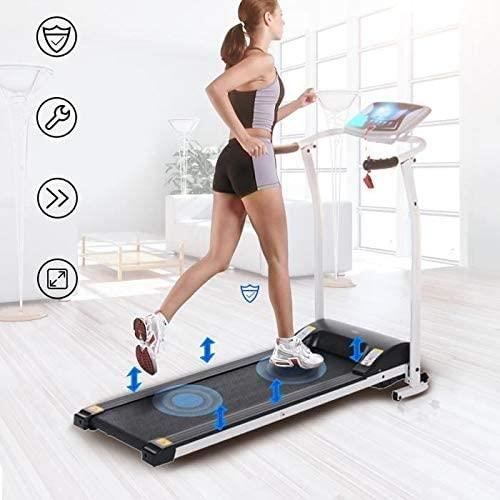Lontek 502 Tapis de Course Pliable, Vitesse Jusqu’à 10 km/h, Fréquence Cardiaque, avec Écran LCD, Tapis Roulant Motorisé avec 12 Pro