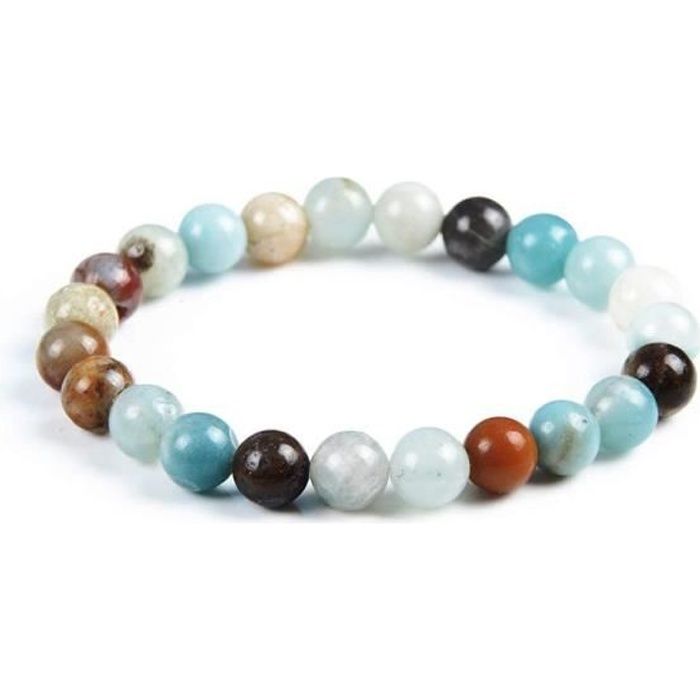 Bracelet Lithothérapie en Amazonite naturelle - Apaisement, spontanéité, anti-stress, Bleu