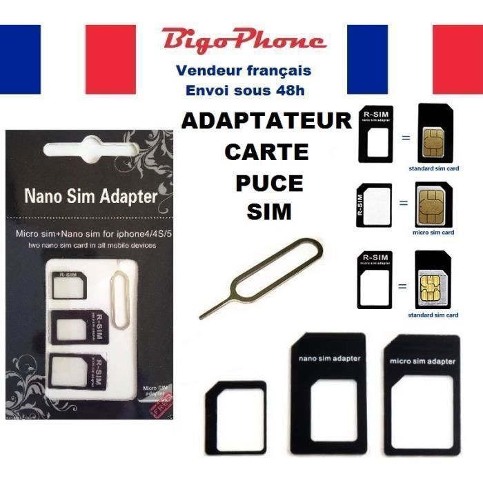 Adaptateur 4en1 Carte Puce / Micro Sim / Nano Sim