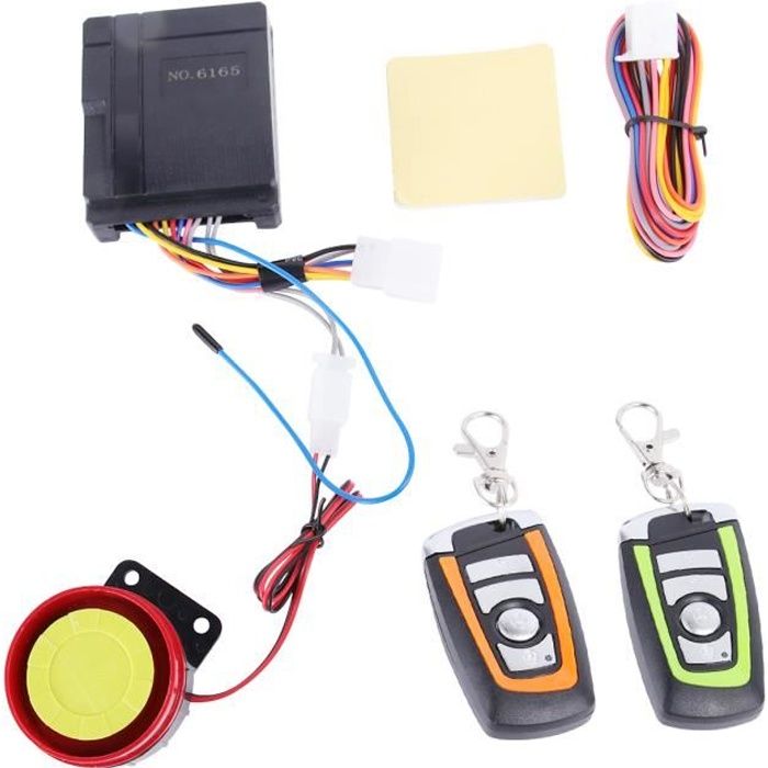 2pcs système d'alarme de sécurité de scooter de moto anti-vol bi-couleur moteur de contrôle à distance