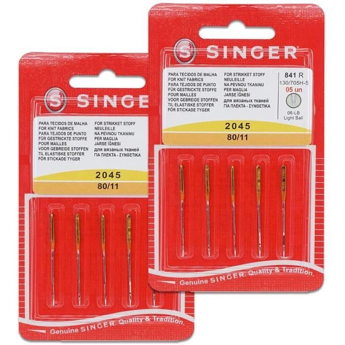 MACHINE A COUDRELot de 10 aiguilles pour machines agrave coudre Singer 2045 eacutepaisseur 8012 pour tissus eacutelastiques et d124