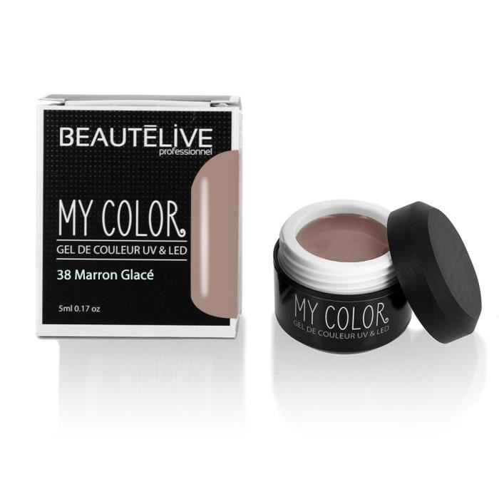 Beautélive Gel de couleur ongles UV et LED 38 - Marron Glacé , Pot 5ml