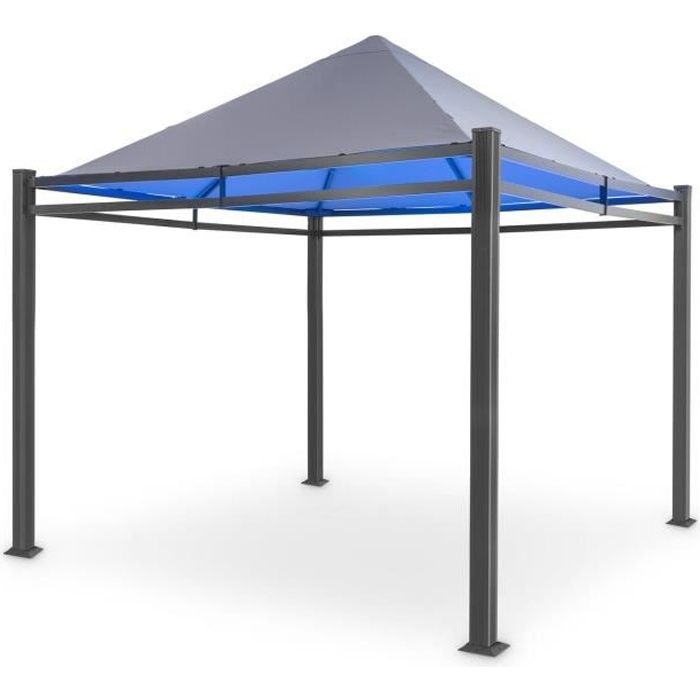 Blumfeldt Pantheon Illumina Pergola de jardin 3 x 3m avec toit polycarbonate anti-UV - éclairage d´ambiance LED - aluminium noir