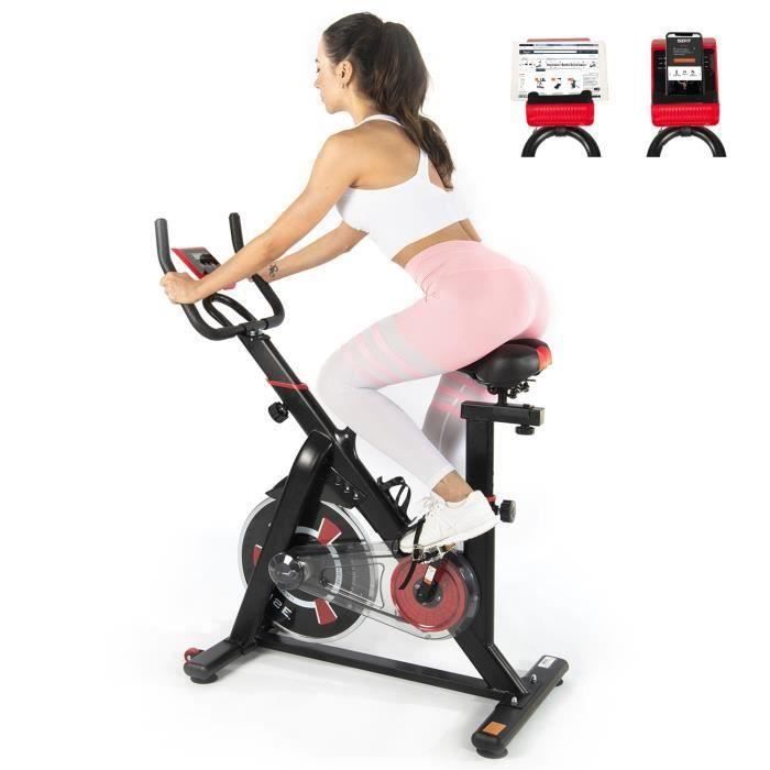 ISE Velo Biking Spinning Magnetique,Velo d'appartement Interieur Entrainement Cardio - Roue Inertie 10kg - Selle et Poignée Réglable