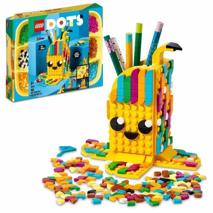 LEGO® 41948 DOTS Le Porte-Crayons Banane Amusante, Jouet de Construction, Accessoires de Chambre Enf