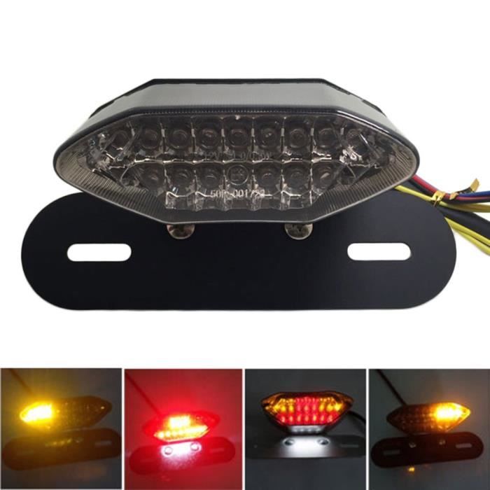 LESHP 12V 20-LED Feux Arrière Clignotant Frein Plaque pour moto noir