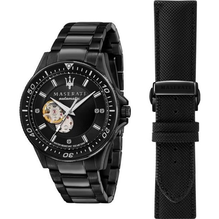 Coffret MASERATI SFIDA DIAMONDS Montre Homme en Acier Noir et Bracelet Interchangeable 230423