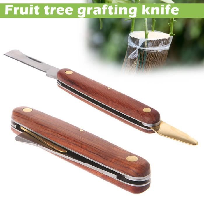 Couteau de Greffage Dague Pliable Serpette Tondeuse à Branche Bois Couteau de Pépinière Jardin à Greffer les Arbre des Fruits