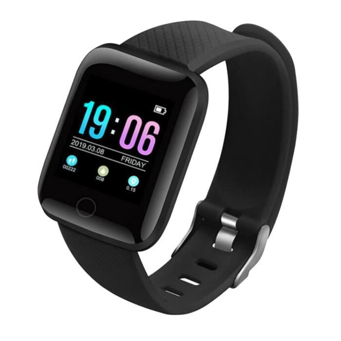 Montre Intelligente Bluetooth Android Imperméable Connectée pour Calorie Pédomètre Rappel Multilangues Noir