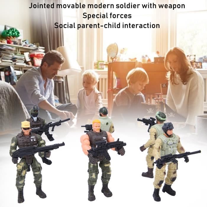 Jouet de modèle militaire 6pcs Modèles de Police Soldats Militaires Mobiles pour Parent-Enfant Excellent -YESM