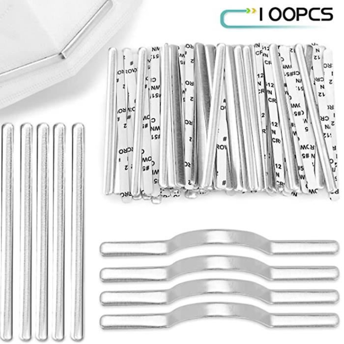 100pcs clips de pont de nez pour masque, en aluminium, pour DIY Faits Main