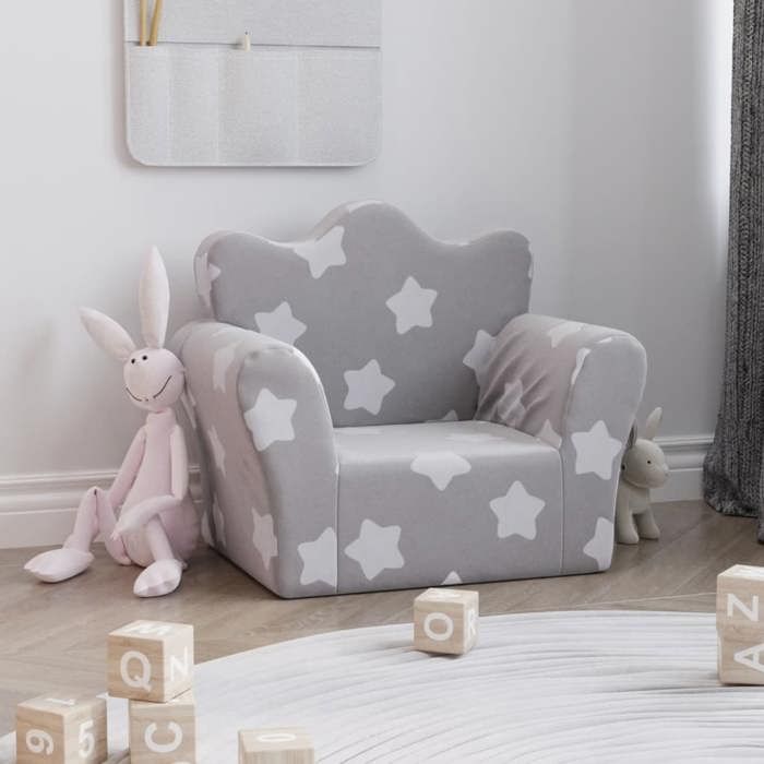 vidaXL Canapé pour Enfants Siège avec Accoudoirs Fauteuil avec Dossier pour Tout-Petits Meuble de Chambre Gris Clair 357040