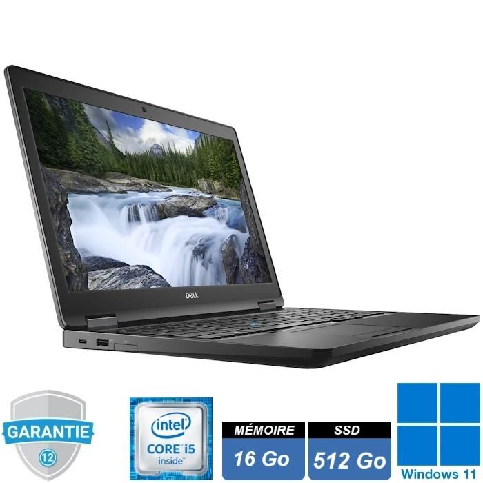 PC portable – DELL – Latitude 5590 – 156 FHD – i5-8350U – RAM 16 Go – SSD 512Go – Clavier Rétroéclairé – Win 11 Pro