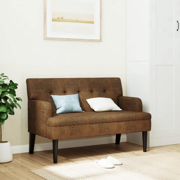 Moderne Banc avec dossier marron 112x655x75 cm - VIDAXL - similicuir daim CC459984