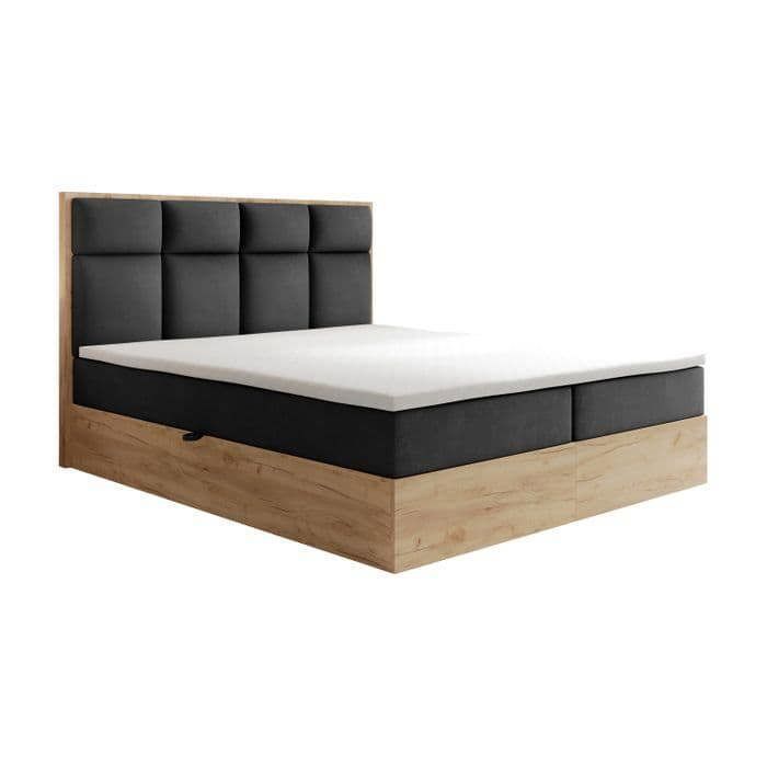 Cadre de lit ottoman avec matelas noir 180x200cm velours | Leroy Merlin Cadre de lit ottoman avec matelas noir 180x200cm velours | Leroy Merlin
