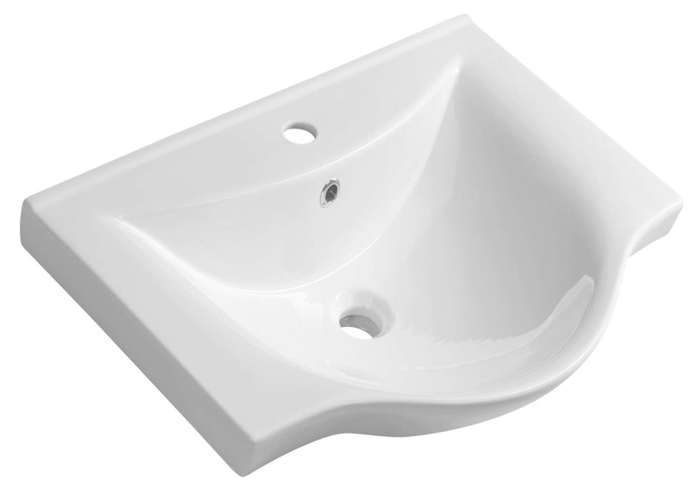 Aqualine Zara - Meuble lavabo 65x46 cm avec trop-plein trou pour robinet blanc 10065